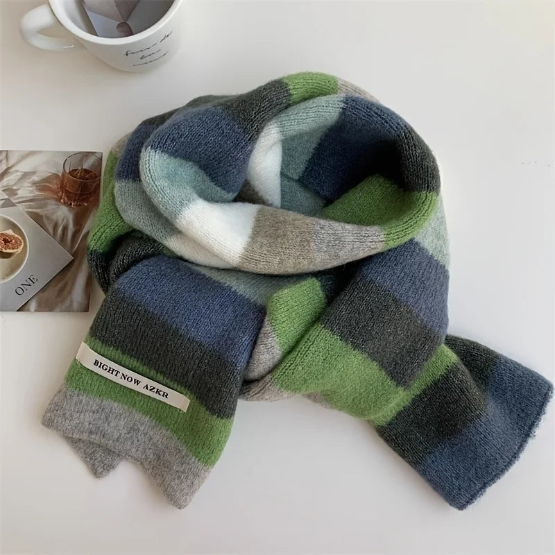 Casual Knitted Striped Scarf - Warm, Breathable & Ear Protection.