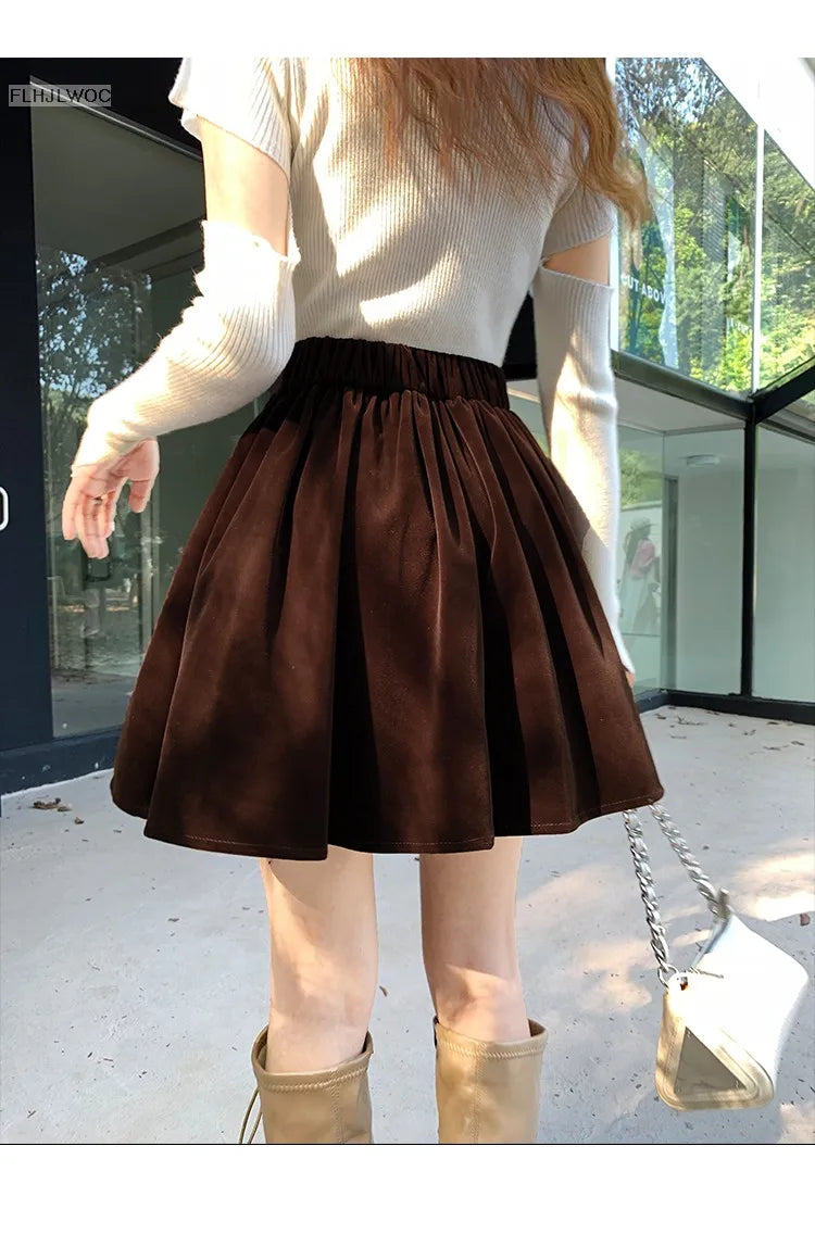 Velvet High-Waist Mini Skirt