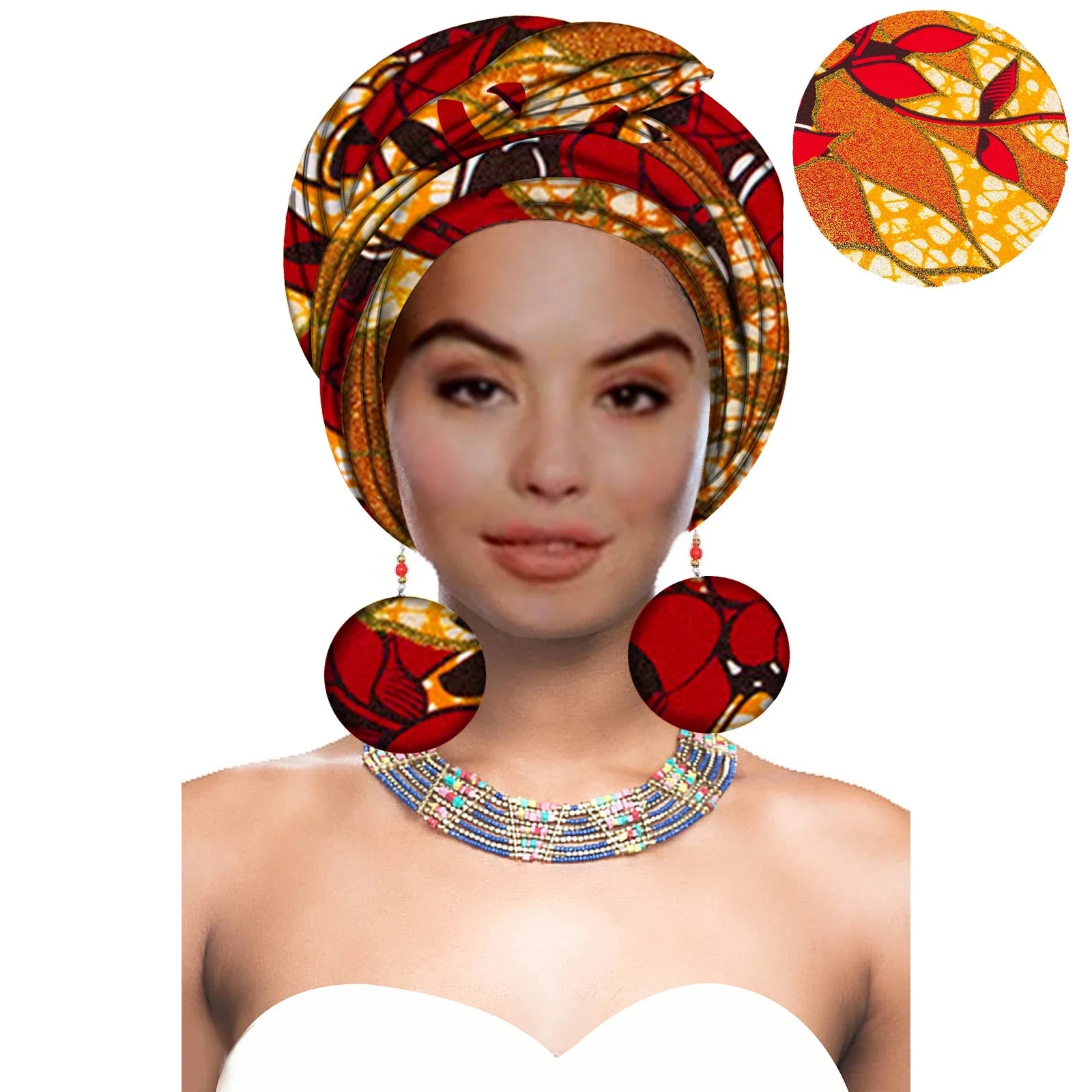 African Headwrap with Matching Earrings