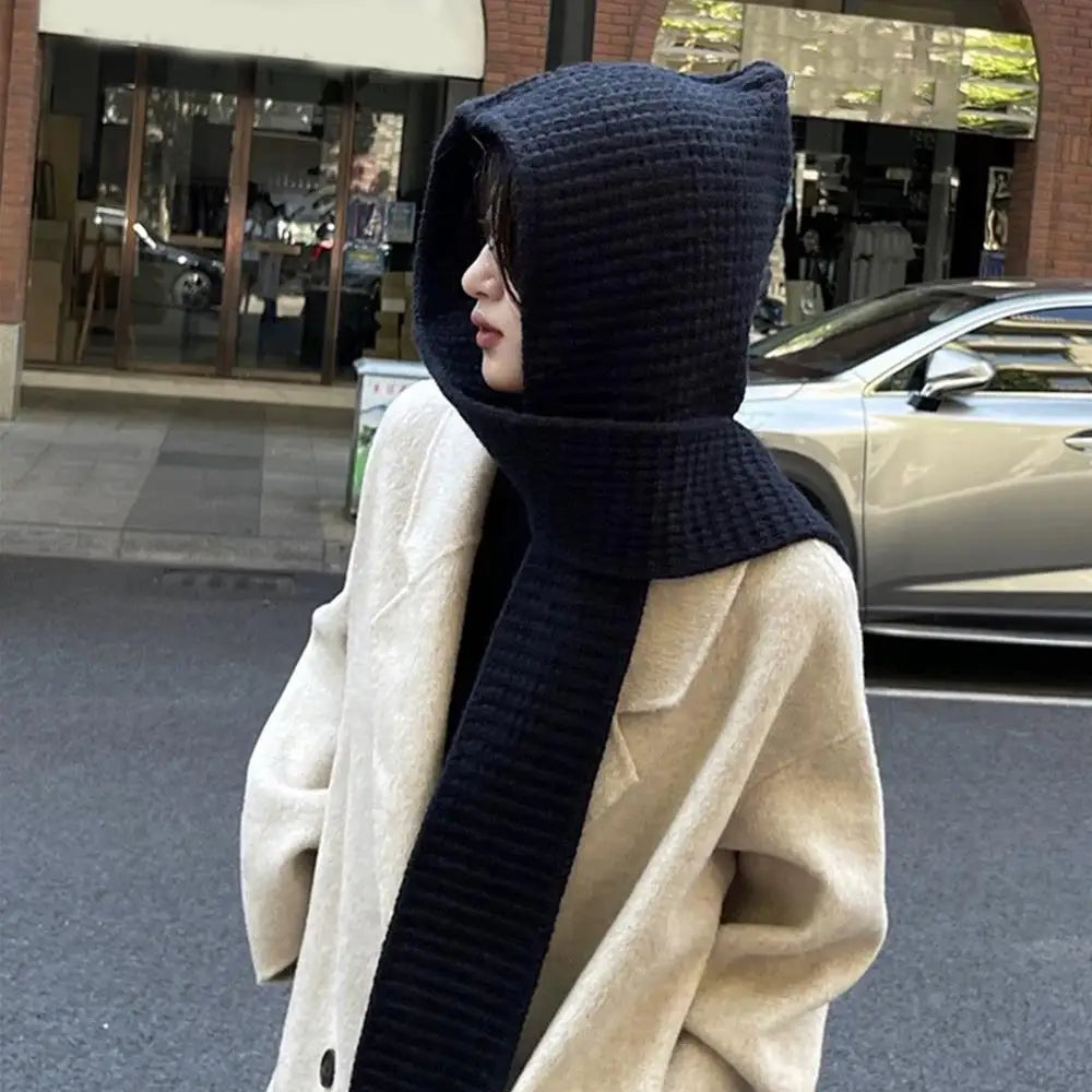 Casual Knit Hooded Scarf