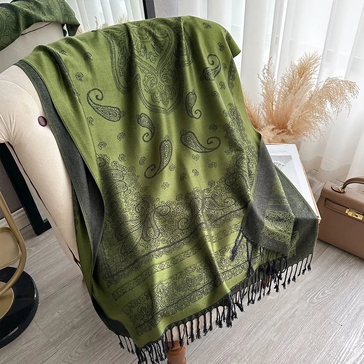 Fringed Paisley Shawl Scarf