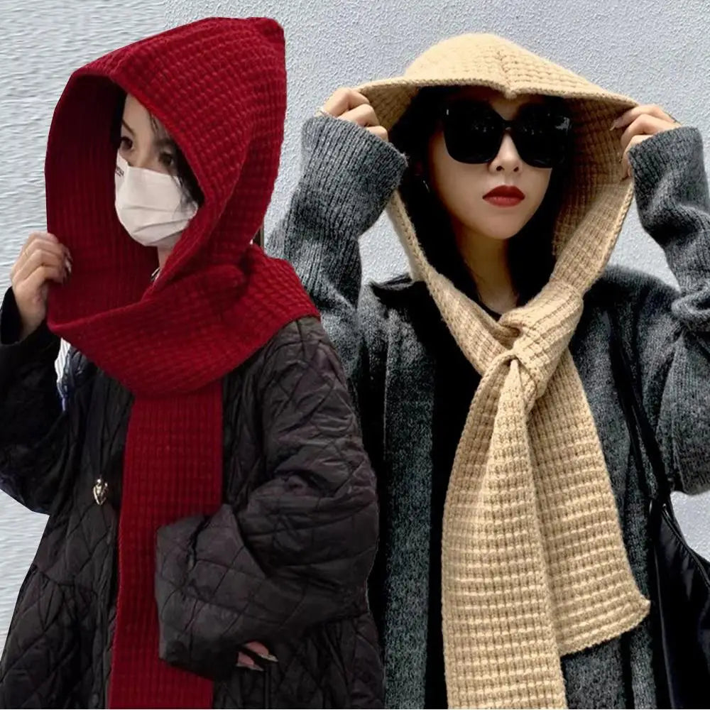 Casual Knit Hooded Scarf